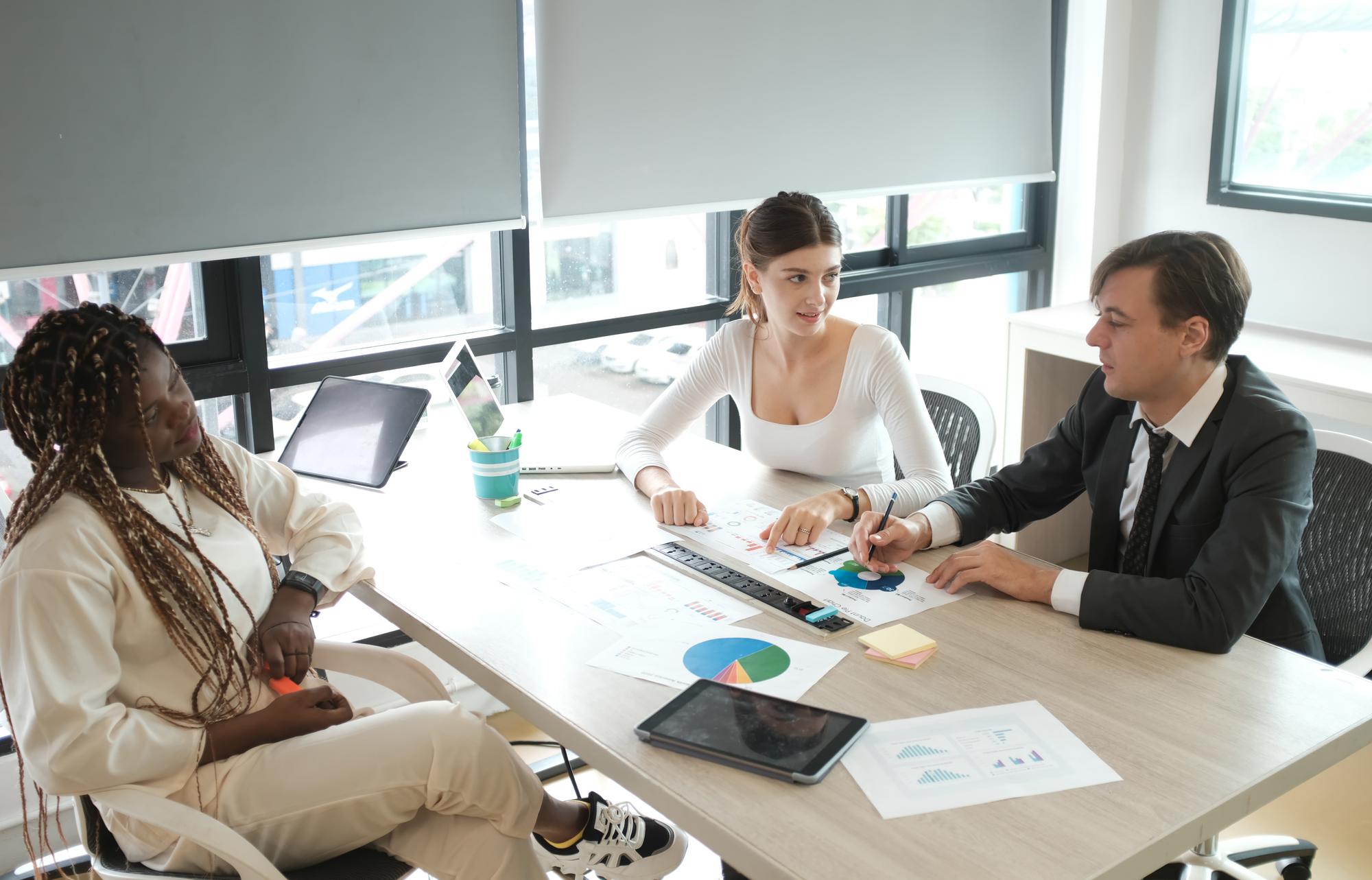 consultant talking at modern workspace